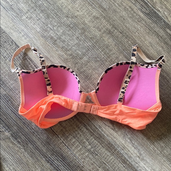 Women's Peach and Leopard Print Push-Up Bra - Picture 3 of 3
